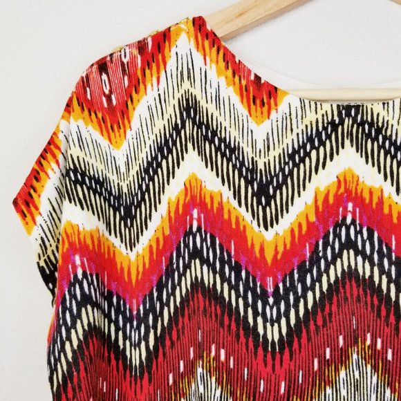 Ikat Print Sweater w/ Dolman Gold Button Sleeves - Picture 4 of 12